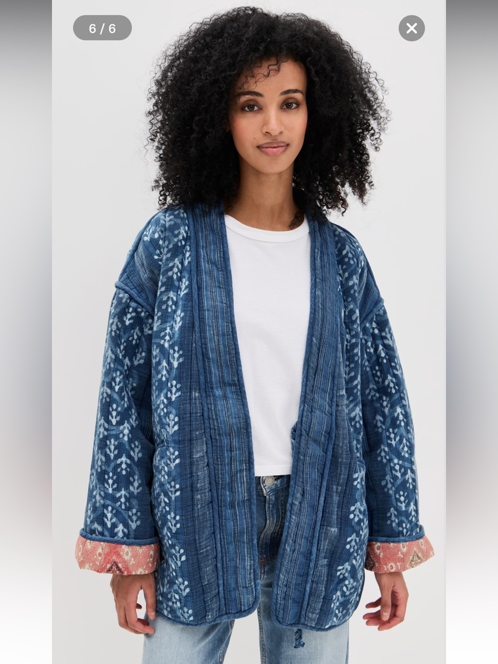 Faherty Sun Valley Indigo Blue Quilted Open-Front  Jacket